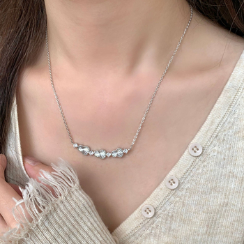 Colier geometric din argint 925, electroplacare, lanț simplu, pandantiv din argint