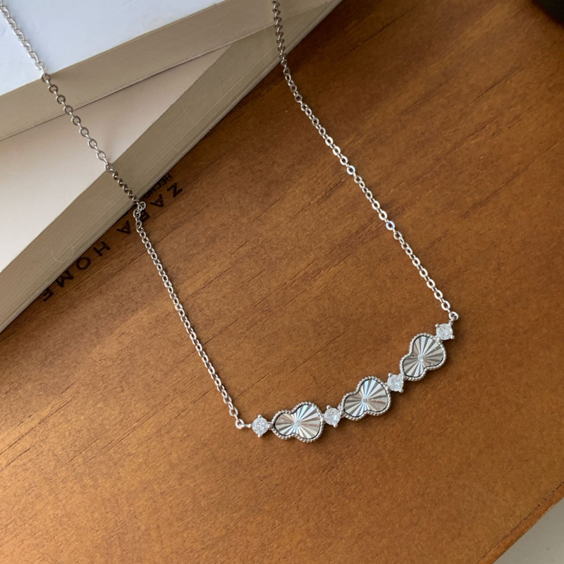 Colier geometric din argint 925, electroplacare, lanț simplu, pandantiv din argint