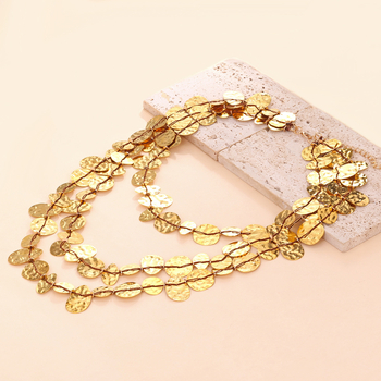 Žensko višeslojno vodopadno ogrlica od metalnih pločica, privjesak od željeza, ručno izrađena lančić