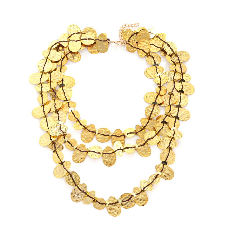 Žensko višeslojno vodopadno ogrlica od metalnih pločica, privjesak od željeza, ručno izrađena lančić