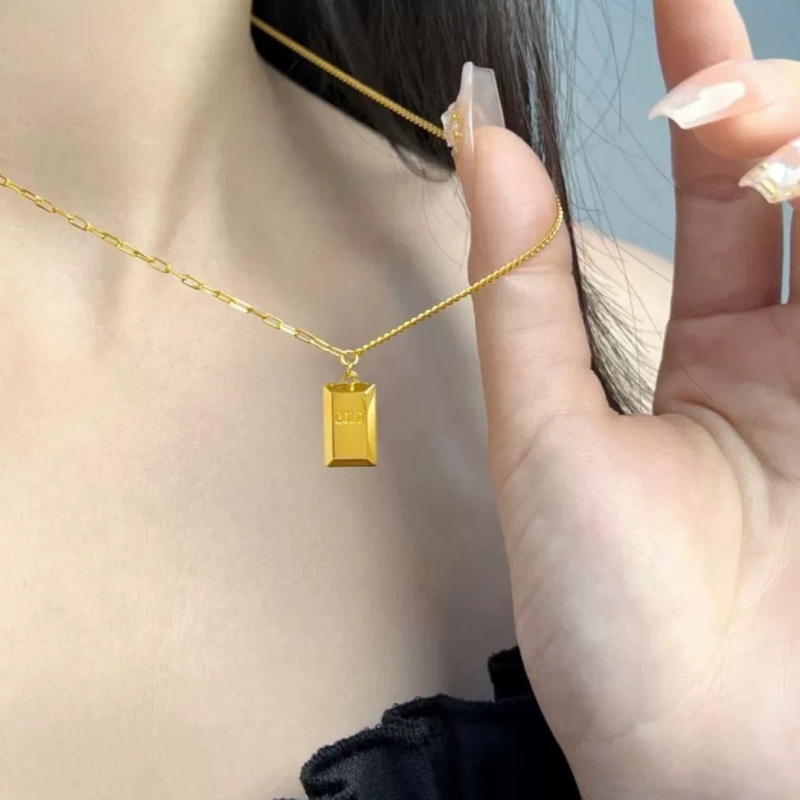 Ogrlica od Alluvial zlat, O-lanac, geometrijski dizajn, težina 5,9 g, stil Light Luxury