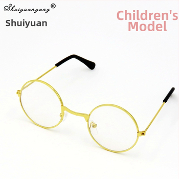 Vaikų apskritos formos akiniai su metaliniu rėmeliu, PC lęšiai, pilnas rėmas, UV400, retro dekoratyviniai akiniai