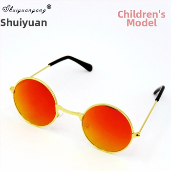 Vaikų apskritos formos akiniai su metaliniu rėmeliu, PC lęšiai, pilnas rėmas, UV400, retro dekoratyviniai akiniai