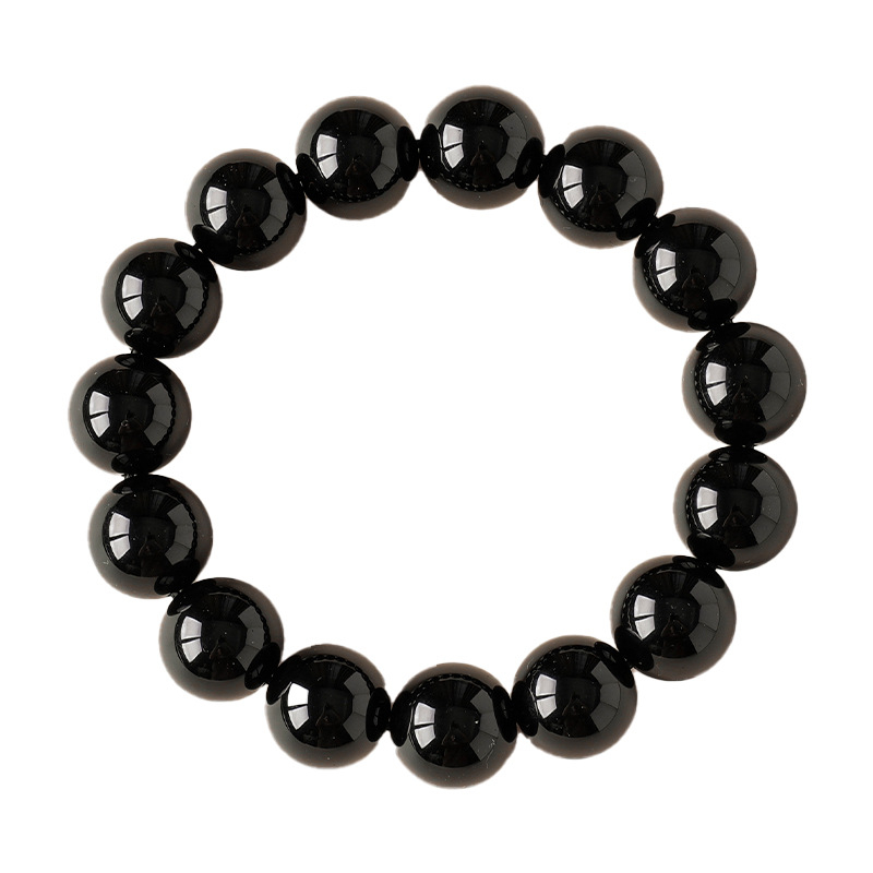 Narukvica od obsidijanskih perli, geometrijski oblik, originalni unisex dizajn
