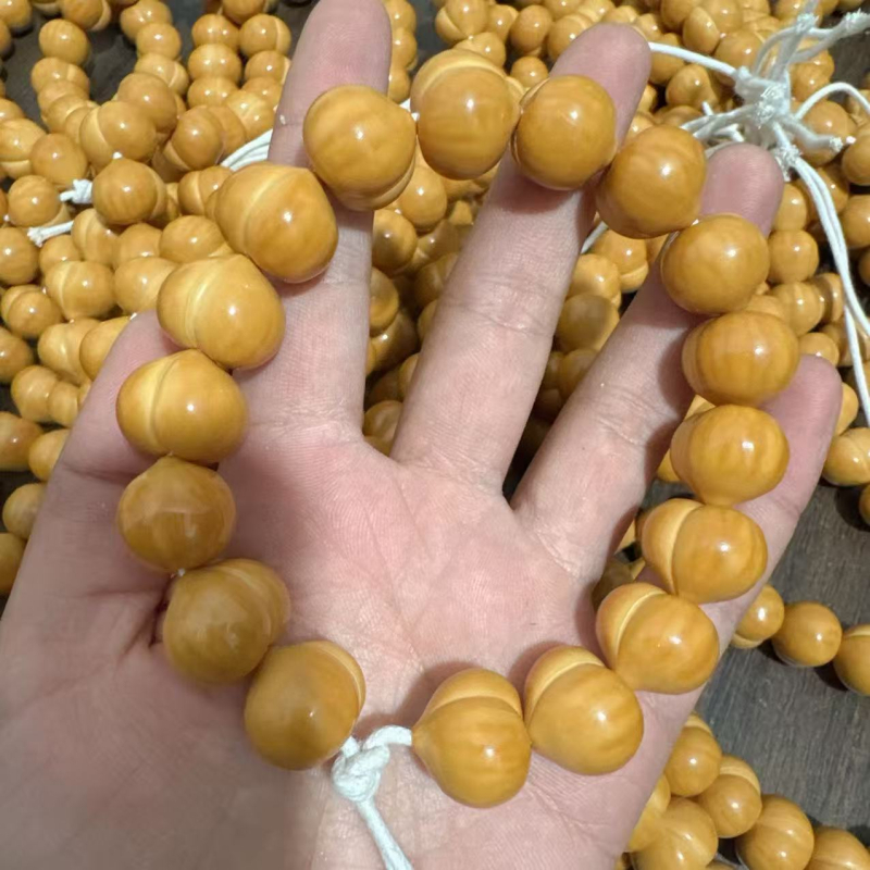Drvena narukvica s okruglim perlama, perlescentni završetak, novi kineski stil, unisex (Materijal: Drvo; Oblik perli: Okrugli; Završna obrada: Perlescentni; Stil: Novi kineski stil; Tip: Narukvica)