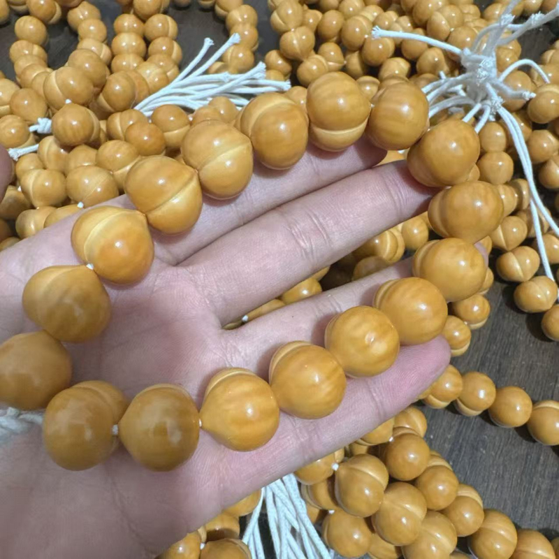 Drvena narukvica s okruglim perlama, perlescentni završetak, novi kineski stil, unisex (Materijal: Drvo; Oblik perli: Okrugli; Završna obrada: Perlescentni; Stil: Novi kineski stil; Tip: Narukvica)