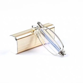 Ochelari de citit Dingfu, lentile din rășină, anti-lumină albastră, pliabili, ramă metalică pătrată