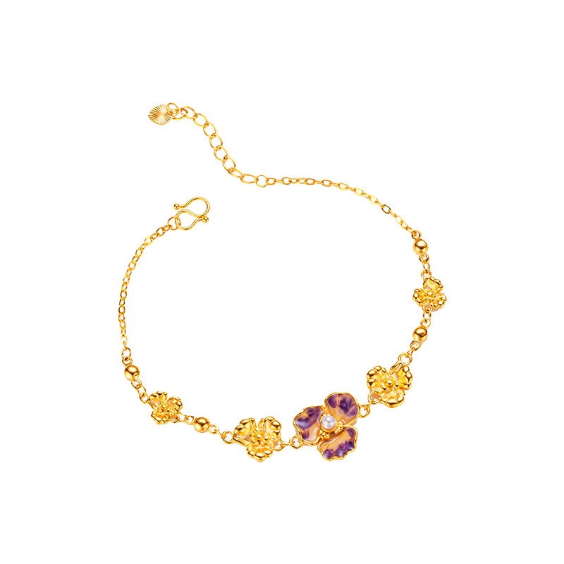 Narukvica – mesing, elektroplatiranje, cvjetni dizajn, francusko retro, Niyou Jewelry