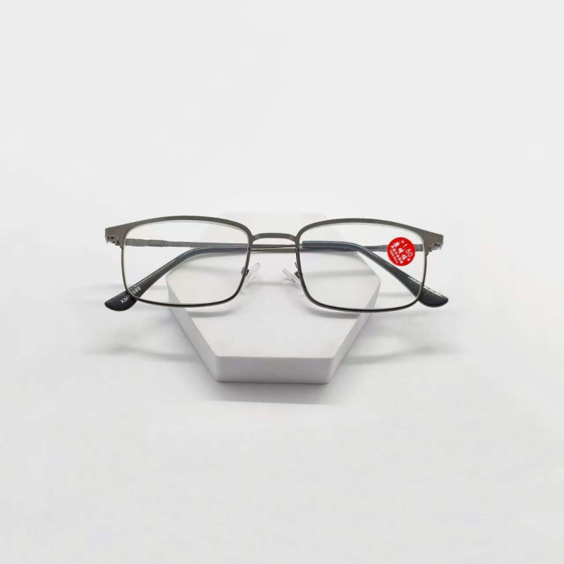 Пресбиопични очила с пълна метална рамка, ултралеки лещи от смола и защита от синя светлина