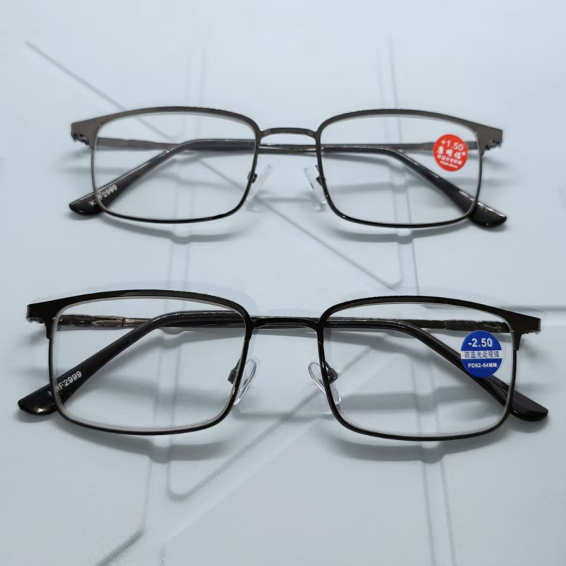 Пресбиопични очила с пълна метална рамка, ултралеки лещи от смола и защита от синя светлина