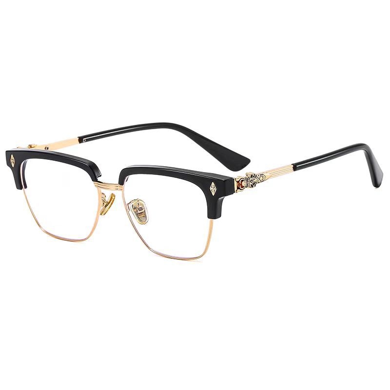 Ochelari de citit Minglan cu lentile PC anti-lumină albastră, ramă completă metal+PC, formă pătrată