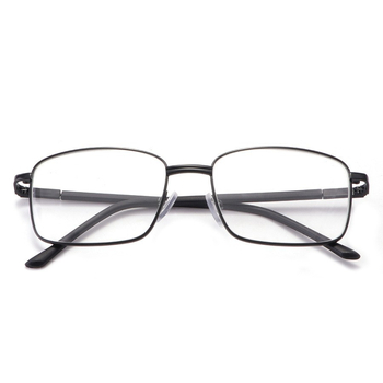 Ochelari de citit cu lentile din sticlă, ramă metalică, cadru complet, formă pătrată, stil practic și versatil pentru seniori