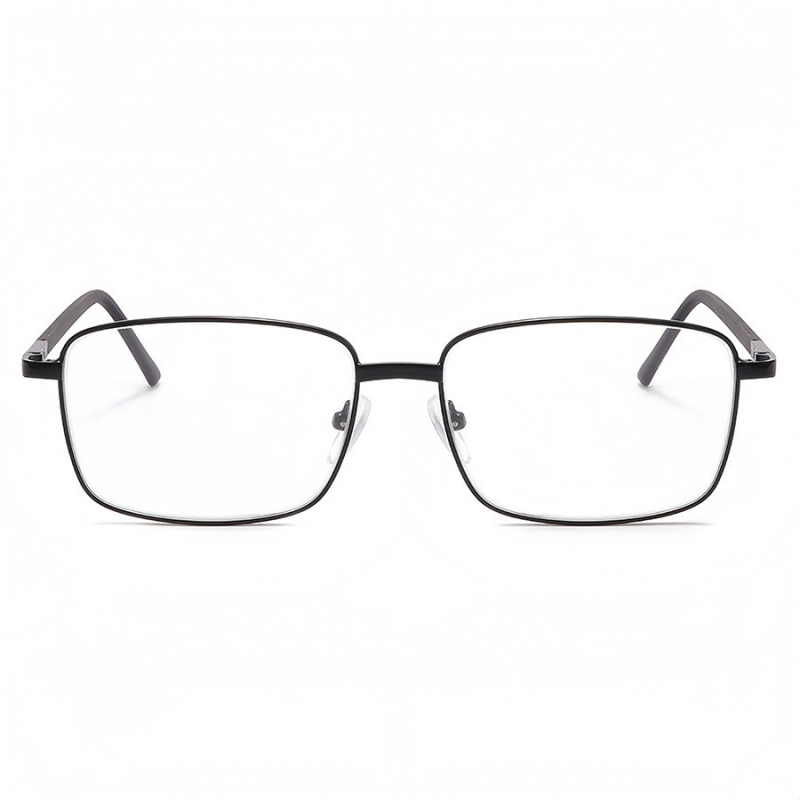 Ochelari de citit cu lentile din sticlă, ramă metalică, cadru complet, formă pătrată, stil practic și versatil pentru seniori