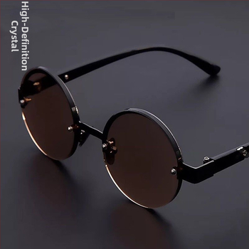 Čítacie okuliare s kruhovým bezrámovým dizajnom, šošovky z živice, multifokálne pre diaľku aj na blízko, proti modrému svetlu, štýl business elegant minimalist