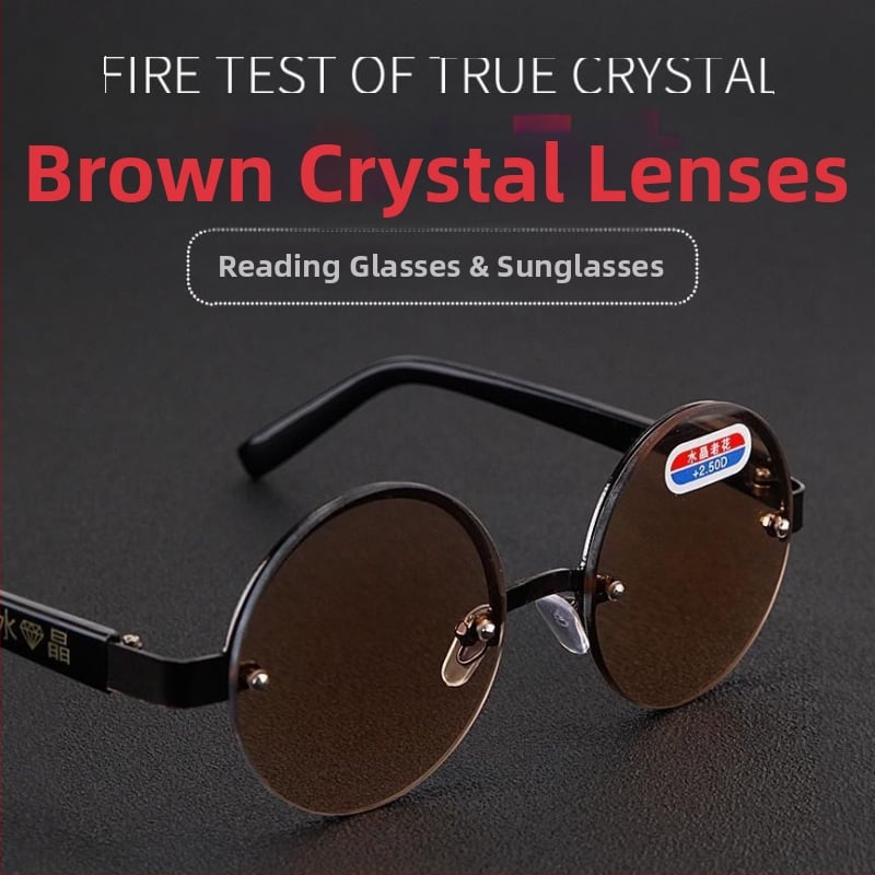 Čítacie okuliare s kruhovým bezrámovým dizajnom, šošovky z živice, multifokálne pre diaľku aj na blízko, proti modrému svetlu, štýl business elegant minimalist