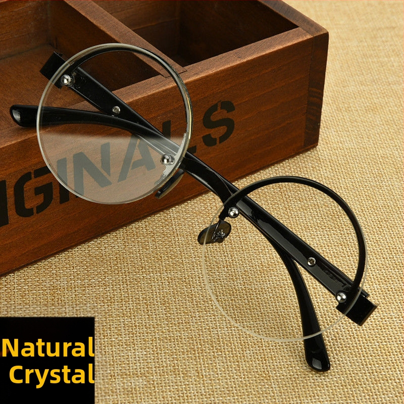 Čítacie okuliare s kruhovým bezrámovým dizajnom, šošovky z živice, multifokálne pre diaľku aj na blízko, proti modrému svetlu, štýl business elegant minimalist