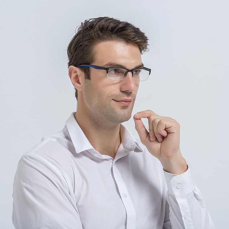 Ochelari presbiopi pentru citit, ramă cu jumătate PC, lentile din rășină, model 1987, stil business, suport pentru vedere de aproape, primăvara 2023