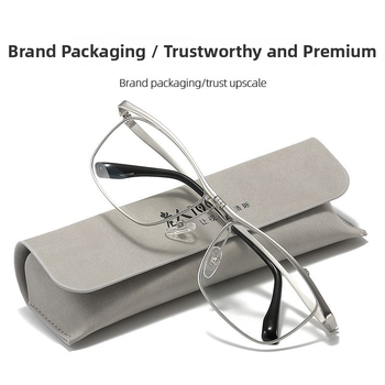 Ochelari de citit Elderly 100 cu anti-lumină albastră, lentile din rășină, 180° flip-up, ramă completă pătrată din metal, toamnă 2024