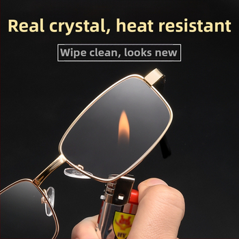 Ochelari de citit cu ramă din oțel inoxidabil, ramă completă, lentile asferice, model 6083 cristal, pentru adulți