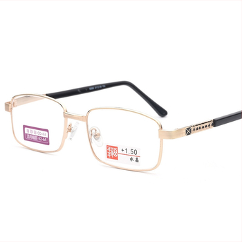 Ochelari de citit cu ramă din oțel inoxidabil, ramă completă, lentile asferice, model 6083 cristal, pentru adulți