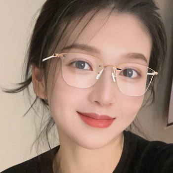 Ochelari de citit fără ramă, ultra-ușori, lentile din rășină, anti-lumină albastră, pentru față ovală