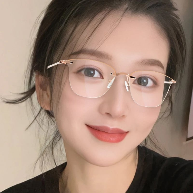 Ochelari de citit fără ramă, ultra-ușori, lentile din rășină, anti-lumină albastră, pentru față ovală