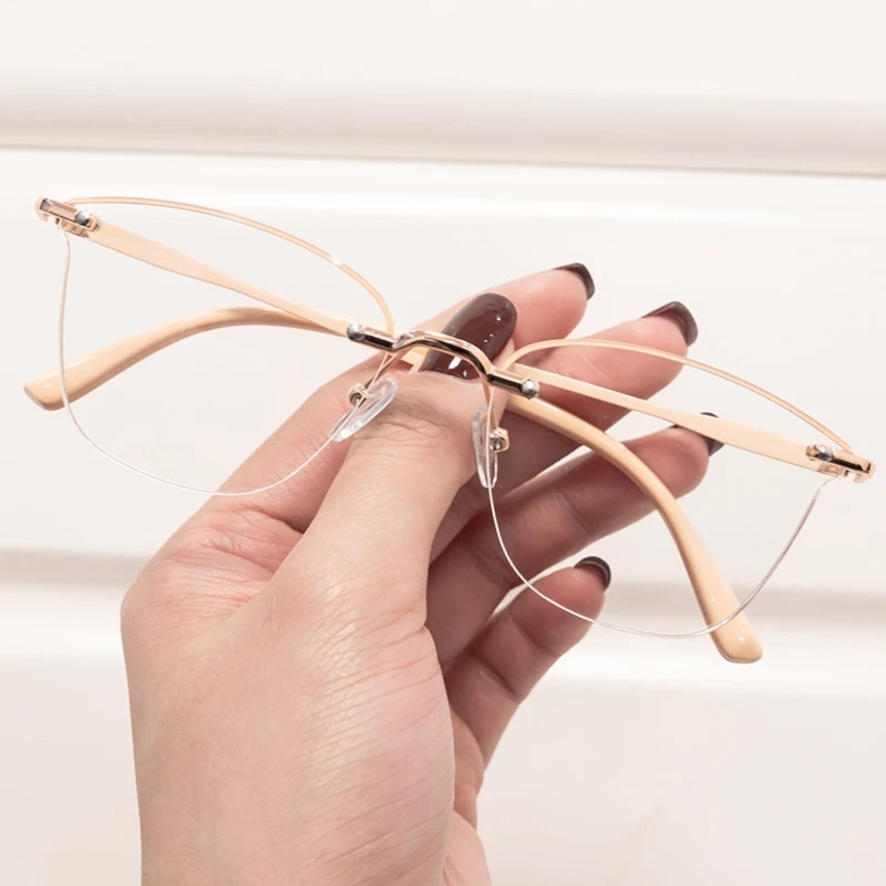 Ochelari de citit fără ramă, ultra-ușori, lentile din rășină, anti-lumină albastră, pentru față ovală