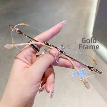 Ochelari de citit cu ramă metalică frameless, lentile PC, anti-lumină albastră, unisex, model 2203