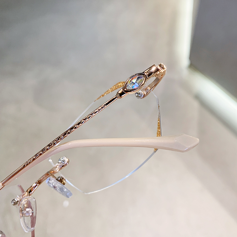 Ochelari de citit cu ramă metalică frameless, lentile PC, anti-lumină albastră, unisex, model 2203