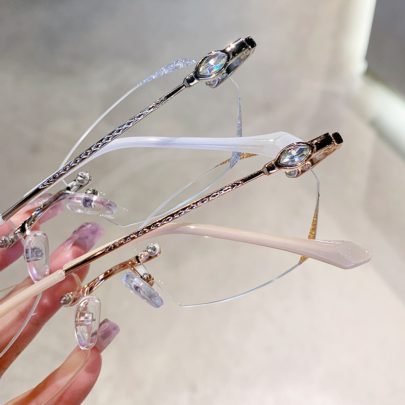 Ochelari de citit cu ramă metalică frameless, lentile PC, anti-lumină albastră, unisex, model 2203