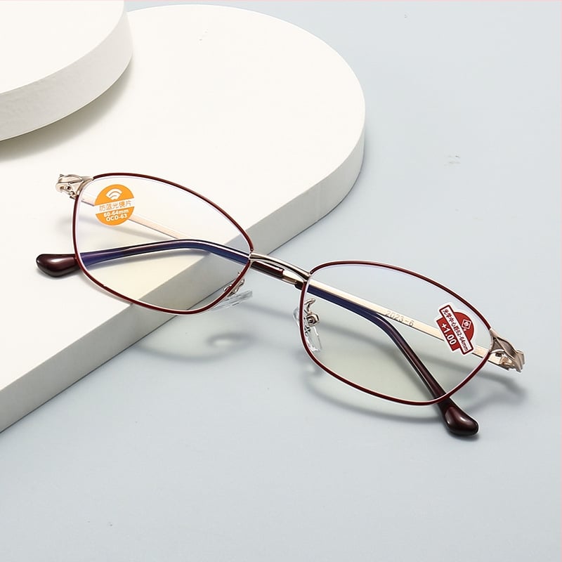 Ochelari de citit pentru femei, cu protecție la lumina albastră, ramă metalică, cadru complet, claritate înaltă