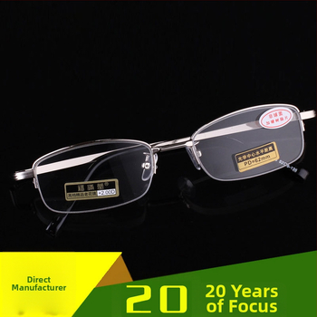 Ochelari de citit unisex, ramă metalică cu jumătate, lentile AC, stil business elegant