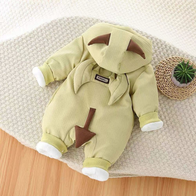 Salopetă pentru bebeluși, groasă de iarnă, cu glugă, unisex, 100% poliester