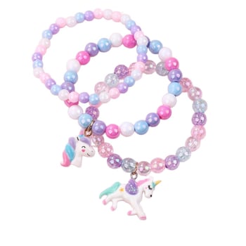 Ručne vyrobený náramok s korálkami s jednorožcom z živice, detský, karikatúrny štýl (Materiály: Zmiešané; Spracovanie: Ručne vyrobené; Štýl: Dieťa, Karikatúra; Tvar: Zviera – Jednorožec)