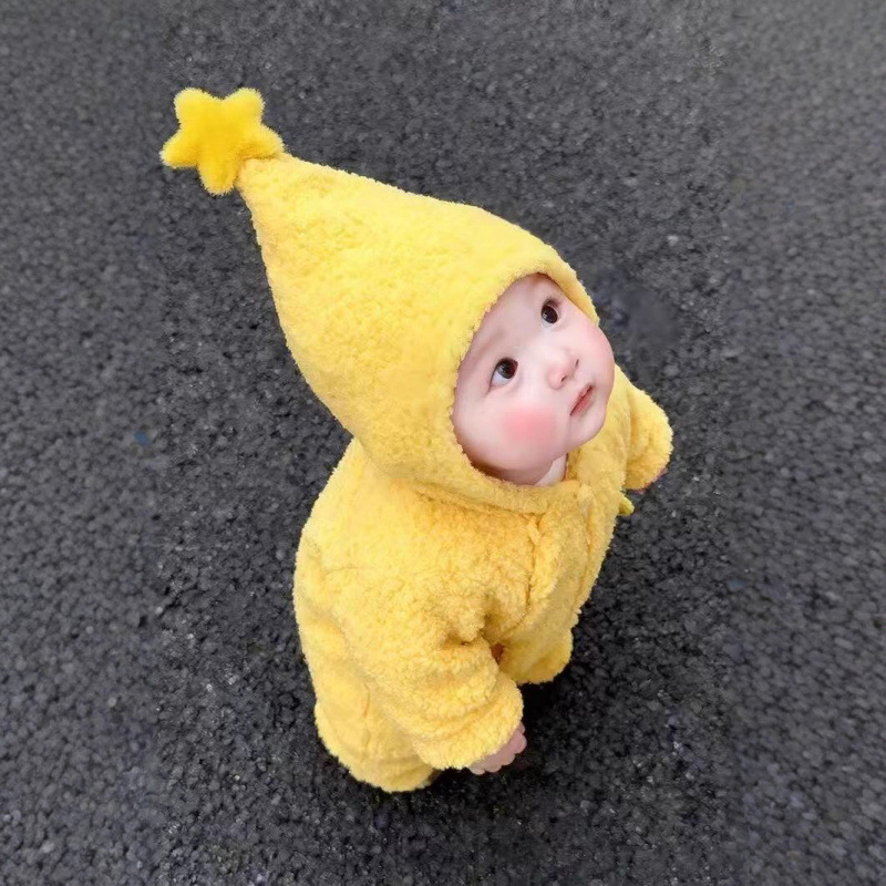 Novorodenecký overal s fleecovou podšívkou, kapucňa, dlhé rukávy, zips, vzor hviezd