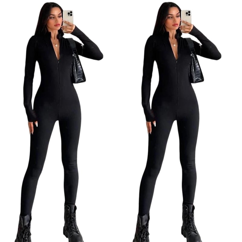 Bodysuit cu mâneci lungi din spandex, croială slim, elasticitate ridicată, toamna 2025