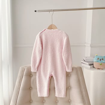 Detský overal s roztomilým zajačikom, hrubé teplé pletené, dlhé rukávy, 95% polyester, vhodný pre novorodencov do 12 mesiacov