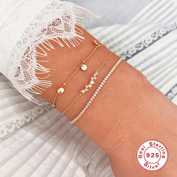 S925 strieborný tenisový reťazový náramok s mikro-vloženými detailmi pre ženy