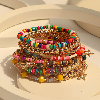 Set de 18 brățări cu mărgele, stil Boho pentru femei – lucrate manual, cu aspect office feminin