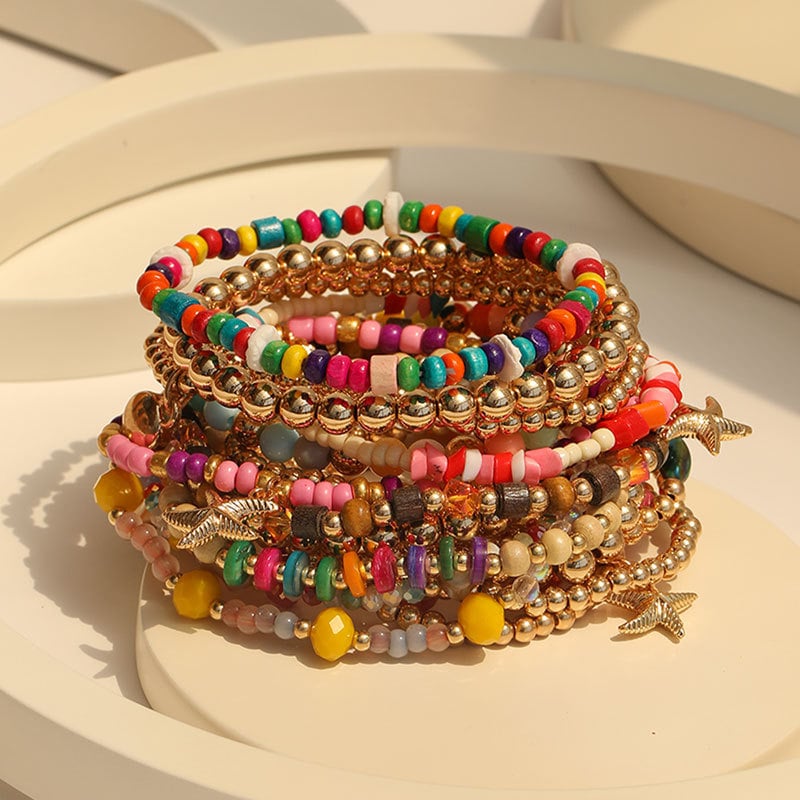 Set de 18 brățări cu mărgele, stil Boho pentru femei – lucrate manual, cu aspect office feminin