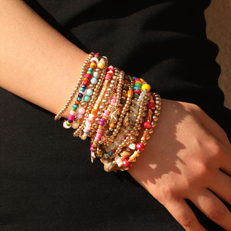 Set de 18 brățări cu mărgele, stil Boho pentru femei – lucrate manual, cu aspect office feminin