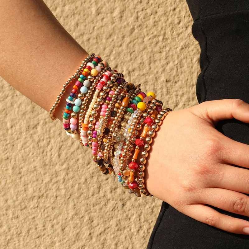 Set de 18 brățări cu mărgele, stil Boho pentru femei – lucrate manual, cu aspect office feminin