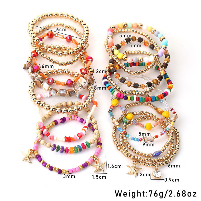 Set de 18 brățări cu mărgele, stil Boho pentru femei – lucrate manual, cu aspect office feminin