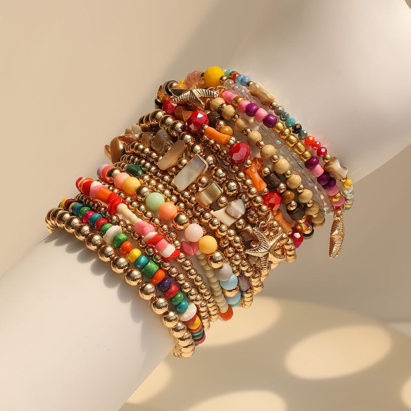 Set de 18 brățări cu mărgele, stil Boho pentru femei – lucrate manual, cu aspect office feminin
