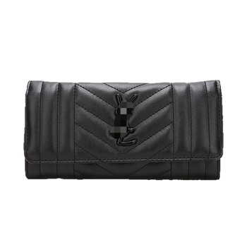 Portofel lung cu broderie rombi, model geometric, material PU, căptușeală PU, numeroase compartimente pentru carduri, compartiment mare pentru bancnote, lansare 2025