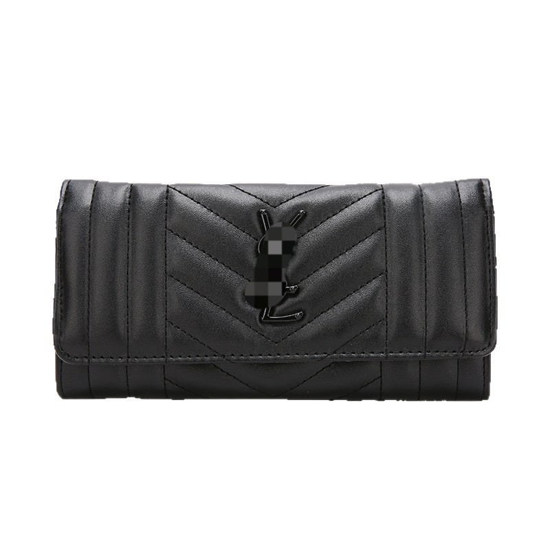 Portofel lung cu broderie rombi, model geometric, material PU, căptușeală PU, numeroase compartimente pentru carduri, compartiment mare pentru bancnote, lansare 2025