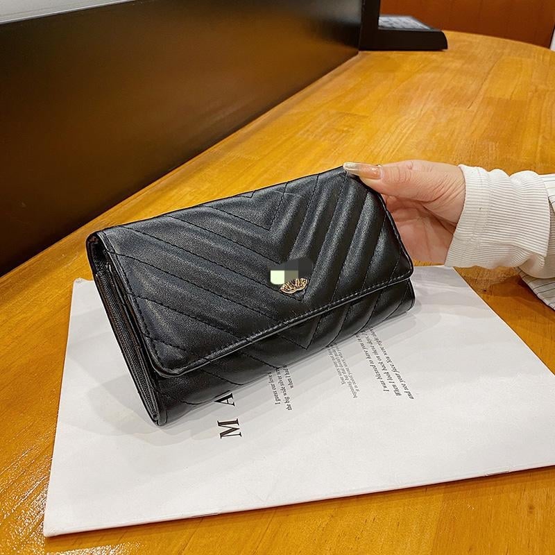 Portofel lung cu broderie rombi, model geometric, material PU, căptușeală PU, numeroase compartimente pentru carduri, compartiment mare pentru bancnote, lansare 2025