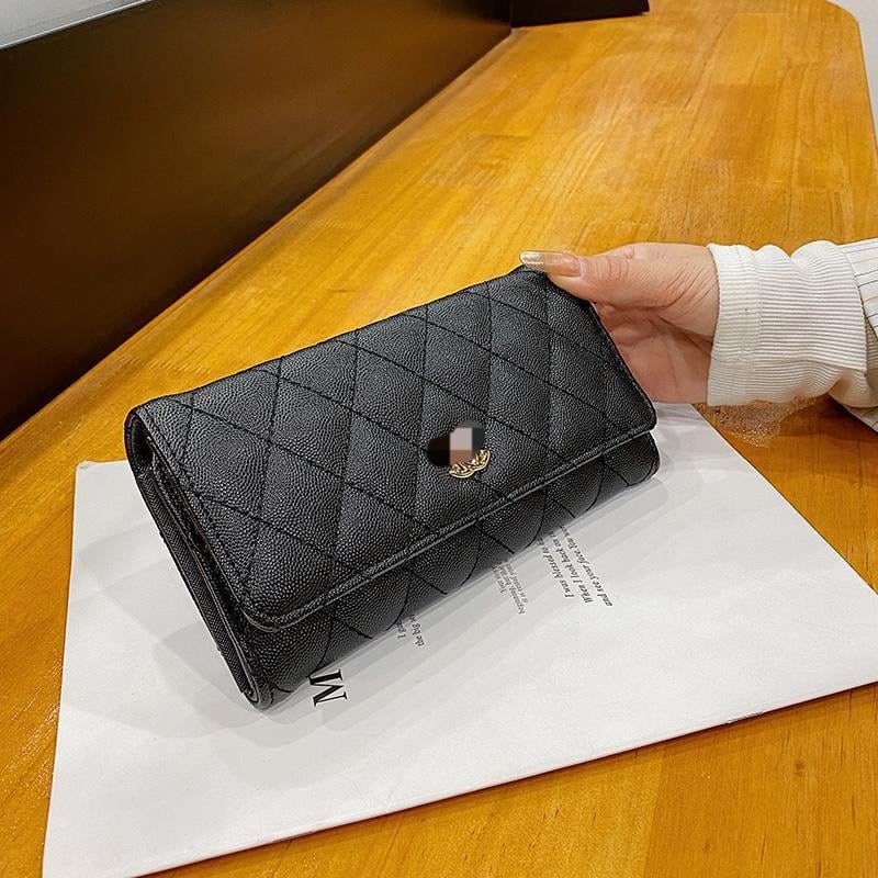 Portofel lung cu broderie rombi, model geometric, material PU, căptușeală PU, numeroase compartimente pentru carduri, compartiment mare pentru bancnote, lansare 2025