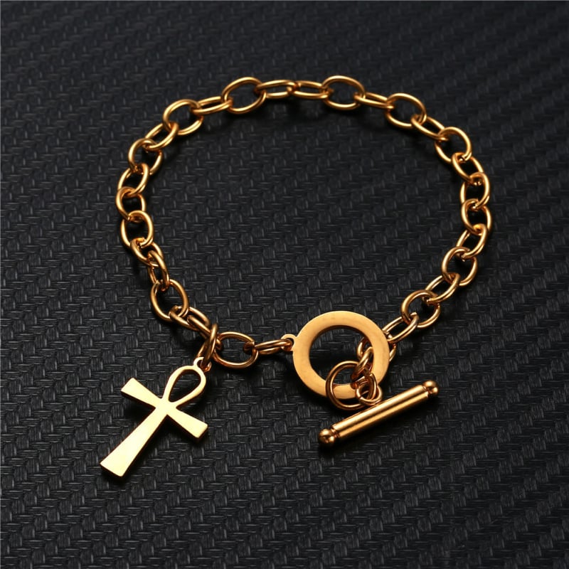 Narukvica s križem od nehrđajućeg čelika, unisex minimalističkog stila, nakit model 3283093.