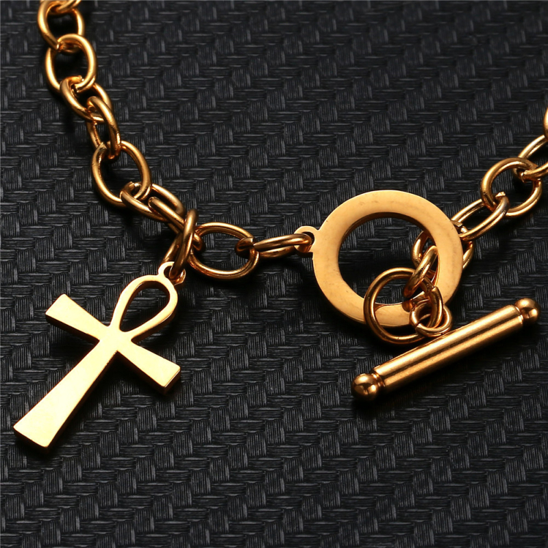 Narukvica s križem od nehrđajućeg čelika, unisex minimalističkog stila, nakit model 3283093.